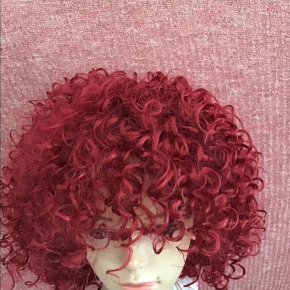 Burgundy Short Synthetic Curl Hair Wigs Fully Machine Made for Women 14 Inches - Picture 6 of 9